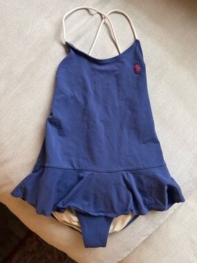 Ralph Lauren Ruffle Skirt Swimsuit w/Nautical Rope-Style Straps